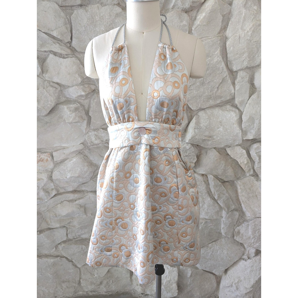 1960s Reworked Vintage Shareen Again Mod Metallic Mini Dress Size Small or Extra